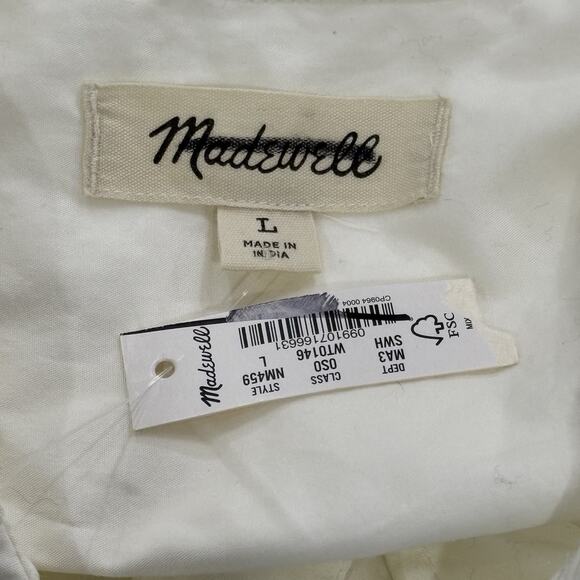 NWT Madewell Men’s Size L Ivory Poplin Easy Long-Sleeve Button Shirt NM459 - Picture 3 of 6
